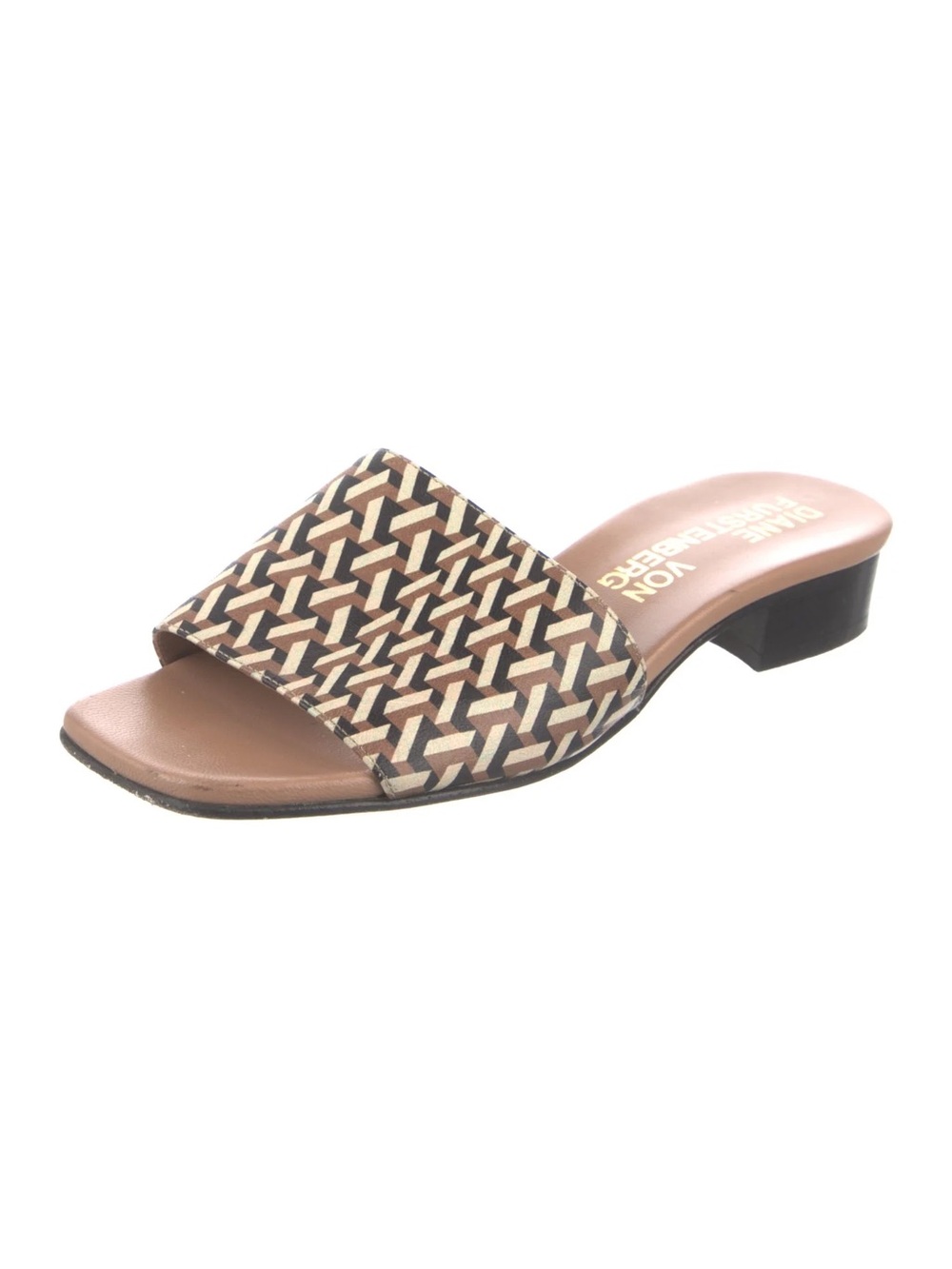 Diane Von Furstenberg Levi Leather Printed Heeled Slides (5.5)